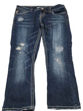 MEK Denim Veracruz Capri distressed patches Womens size 29